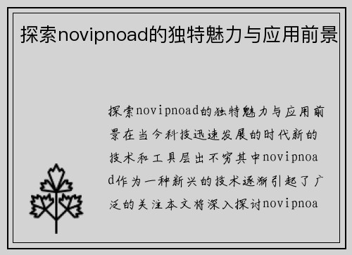 探索novipnoad的独特魅力与应用前景